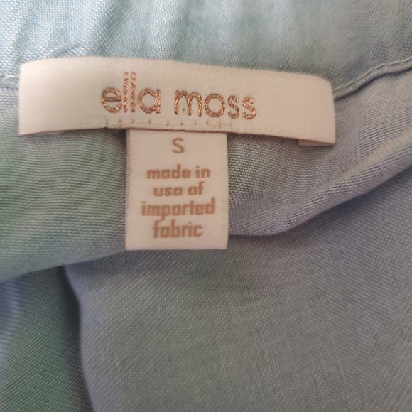 Ella Moss Blue Chambray Off Shoulder Boho Shift Dress Lyocell Bow Detail Sz S - Picture 5 of 6